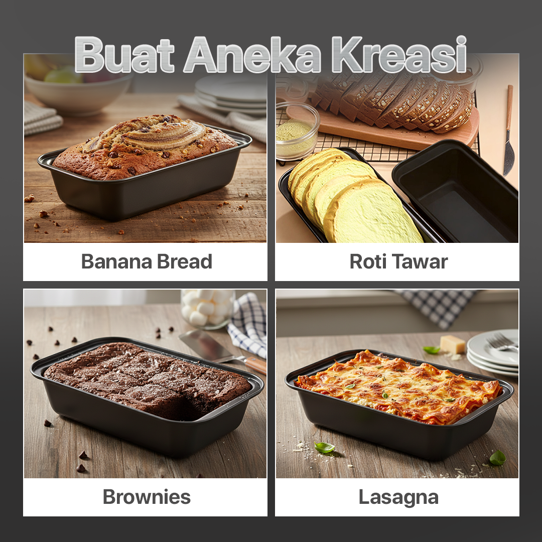 ZOCY Loyang Kue Roti Loaf Pan Bread Toast Box Carbon Steel Non-Stick - ZC11 Gambar produk ZOCY Loyang Kue Roti Loaf Pan Bread Toast Box Carbon Steel Non-Stick - ZC11