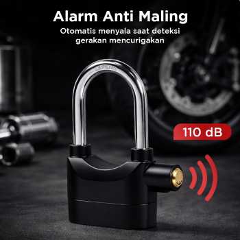 Gambar produk Kinbar Gembok Sepeda Motor Padlock Alarm Corrosion Resistant 110dB - 110