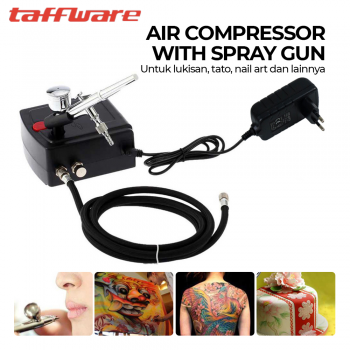 Gambar produk Taffware Air Compressor Tatto Nail Art 35 PSI Dual Action Airbrush - T-100