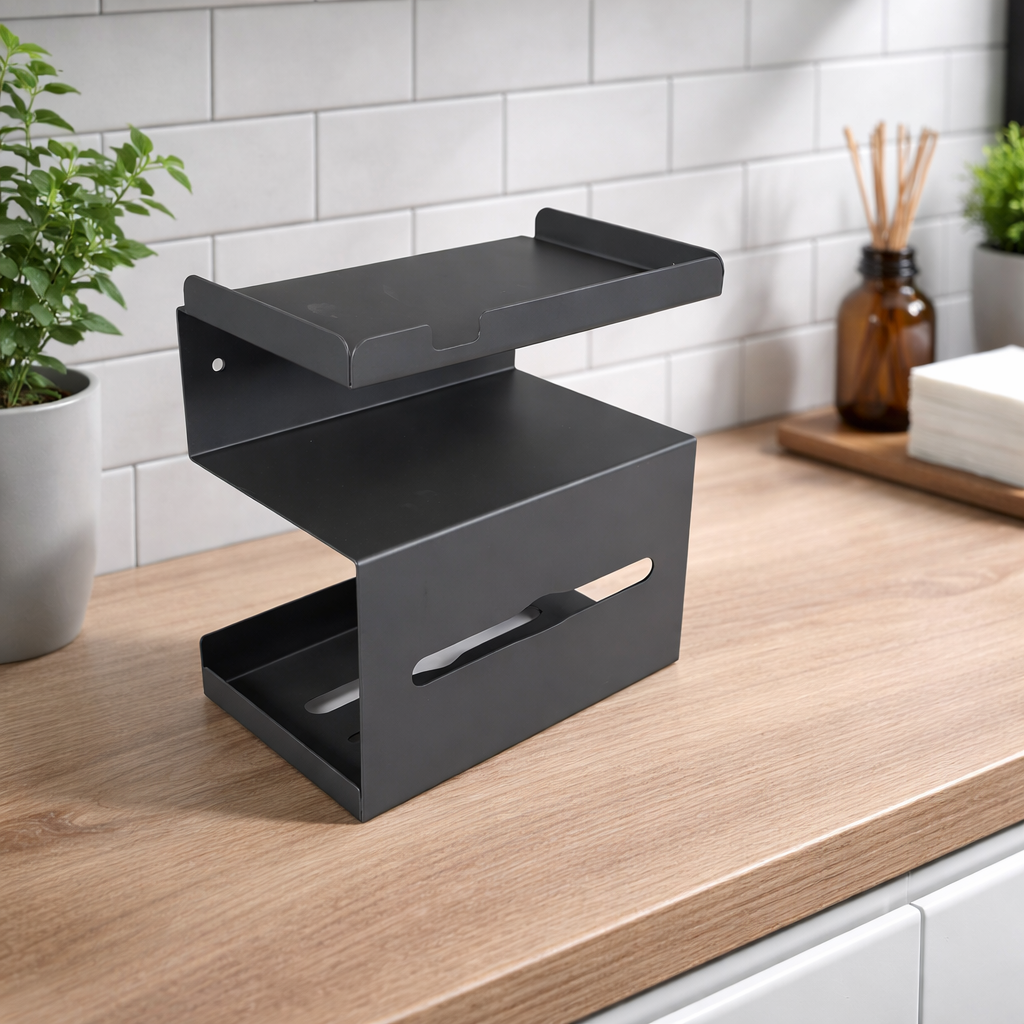 HOUSEEN Tempat Tisu Toilet Stainless Steel 3 Layer Wall Mounted - H230 Gambar produk HOUSEEN Tempat Tisu Toilet Stainless Steel 3 Layer Wall Mounted - H230