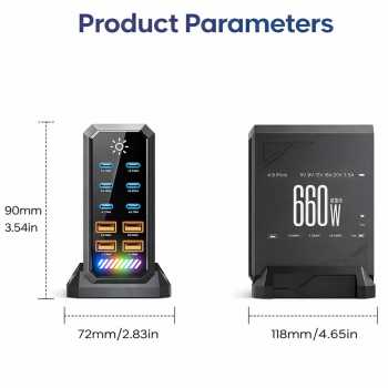 Gambar produk Asometech Charger Station Fast Charging Touch10 Port Type C GaN 660W - YMX-660W