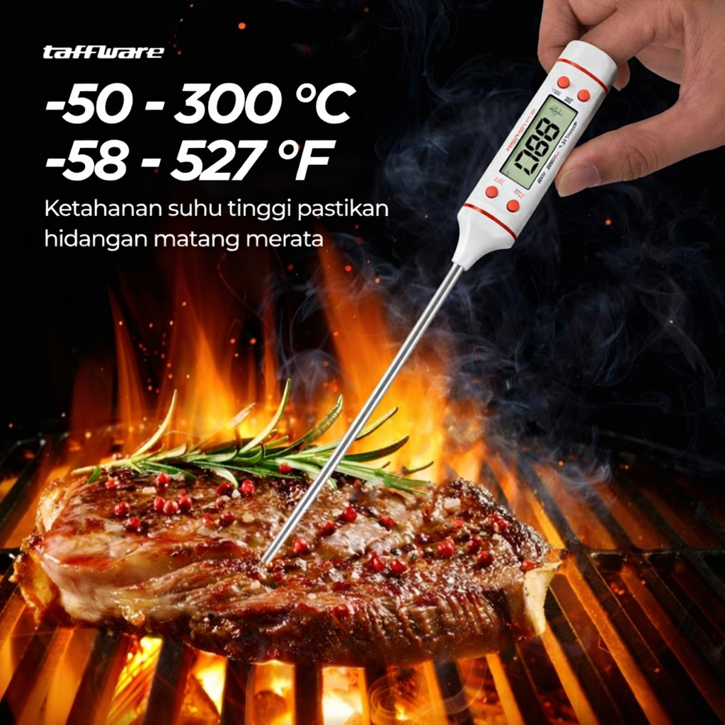 Taffware Termometer Pengukur Suhu Makanan Digital Daging Kopi Susu - TP101 Gambar produk Taffware Termometer Pengukur Suhu Makanan Digital Daging Kopi Susu - TP101