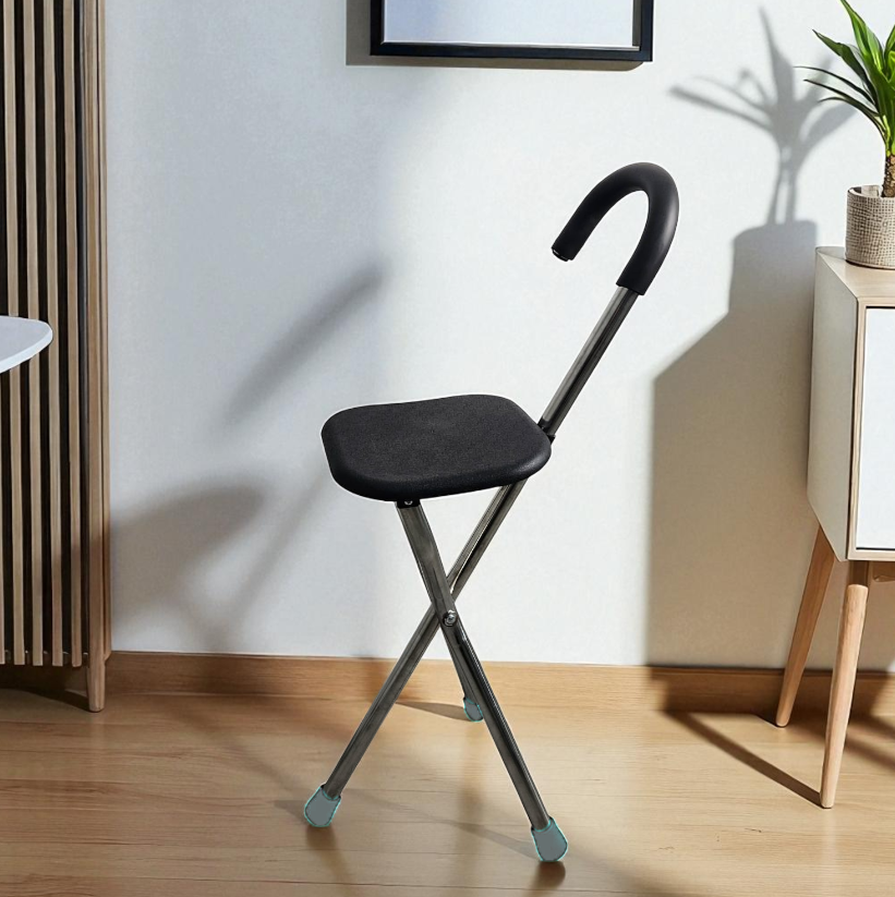 GAIWANZI Tongkat Jalan Kursi Lipat 2in1 Foldable Cane Chair Portable - GZD05 Gambar produk GAIWANZI Tongkat Jalan Kursi Lipat 2in1 Foldable Cane Chair Portable - GZD05