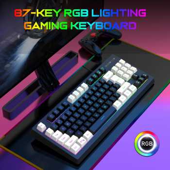 Goshyda Keyboard Gaming RGB Mechanical Feel 87 Key USB Wired - G69