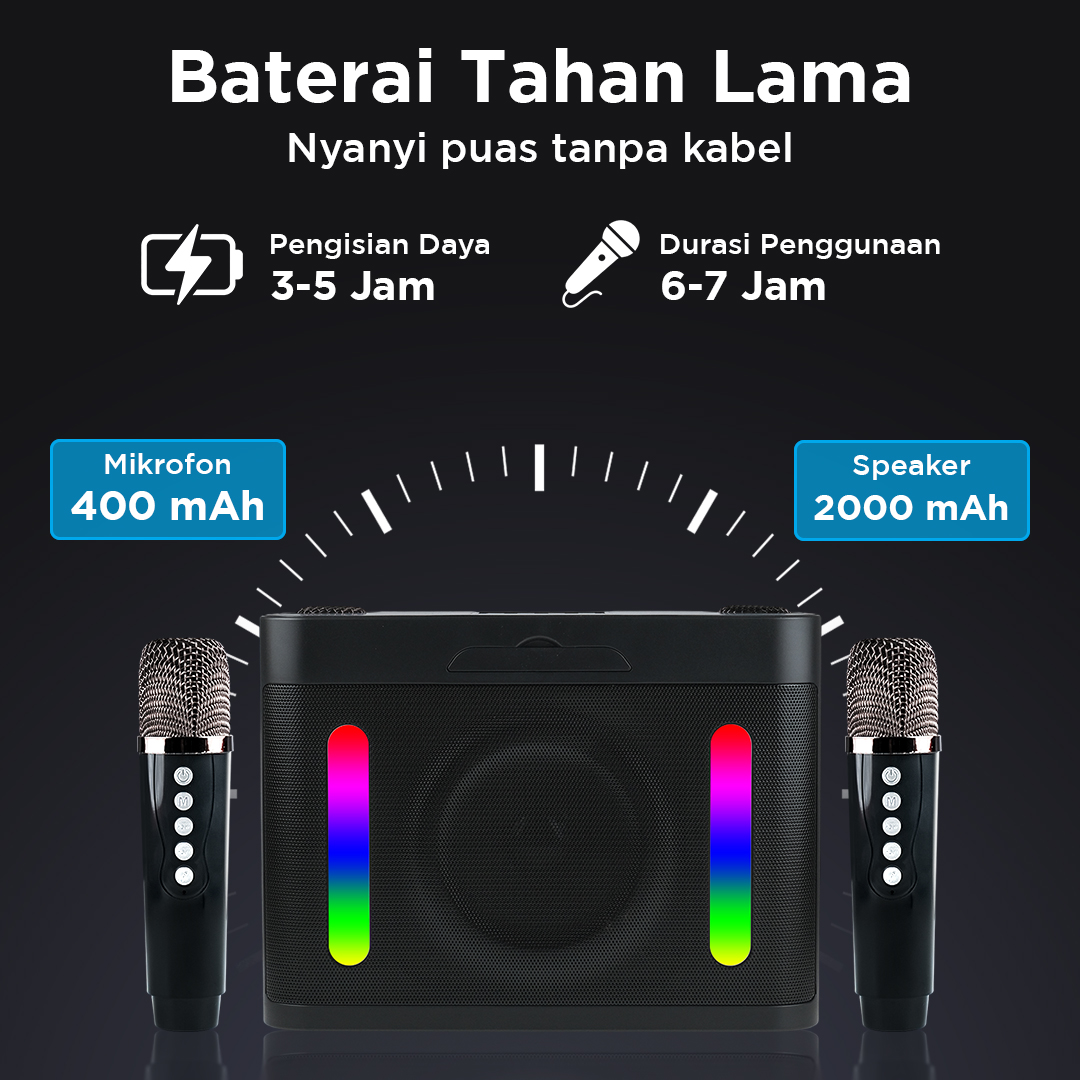 XINJIA Speaker Bluetooth Karaoke Portable RGB with 2 Microphone 10W - WJ-A927 Gambar produk XINJIA Speaker Bluetooth Karaoke Portable RGB with 2 Microphone 10W - WJ-A927