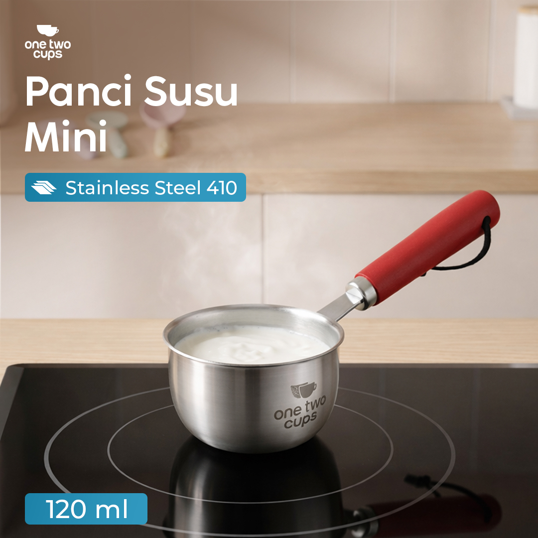 One Two Cups Panci Susu Mini Pan Stainless Steel 410 Dual Drainage 120ml - HK1 Gambar produk One Two Cups Panci Susu Mini Pan Stainless Steel 410 Dual Drainage 120ml - HK1