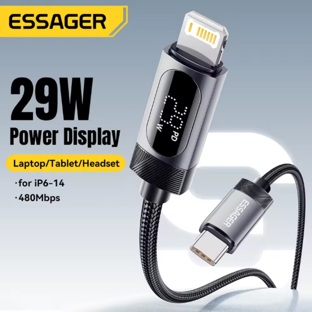 Gambar produk ESSAGER Kabel Data USB Type C to Lightning Fast Charging 3A 29W 1M - ES-X64
