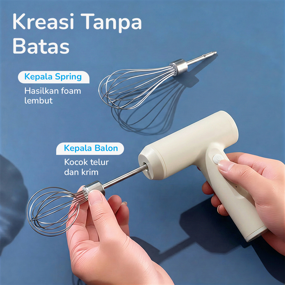 BTH Mixer Tangan Mini Electric Whisk Wireless Multi Function 2000mAh - BTH12 Gambar produk BTH Mixer Tangan Mini Electric Whisk Wireless Multi Function 2000mAh - BTH12