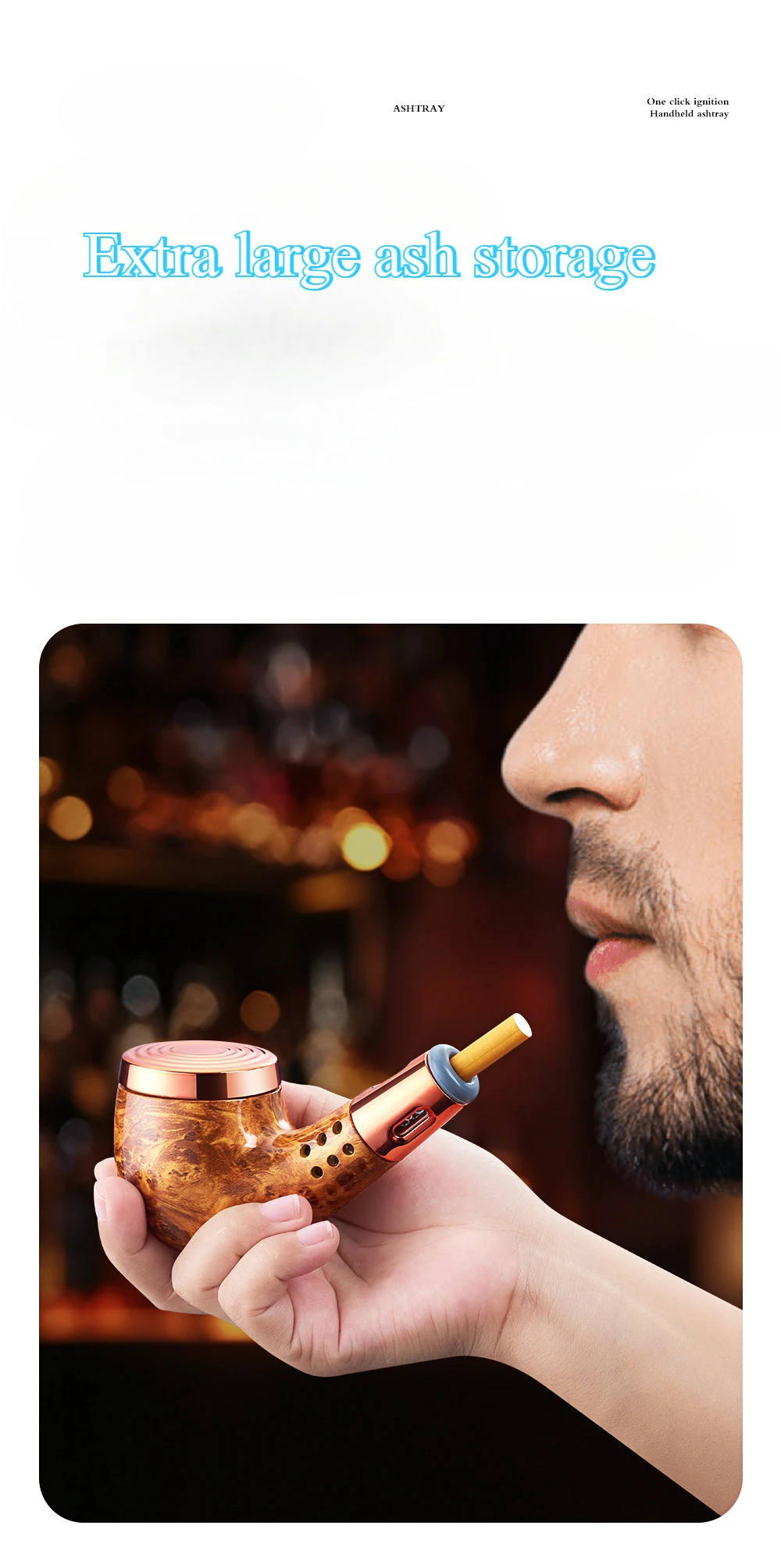 Gambar produk HASBY Pipa Asbak Rokok Portable Filter Anti Debu 3in1 Korek Elektrik - 808