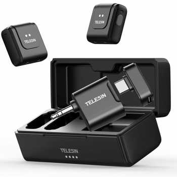 Gambar produk TELESIN Mikrofon Wireless Lavalier 2in1 Bluetooth Magnetic Clip Type C - P5-MCP-14