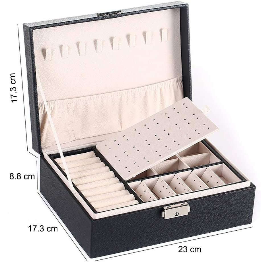 BLOONG Kotak Penyimpanan Perhiasan Storage Case Display 2 Layer - ZUZ-01 Gambar produk BLOONG Kotak Penyimpanan Perhiasan Storage Case Display 2 Layer - ZUZ-01