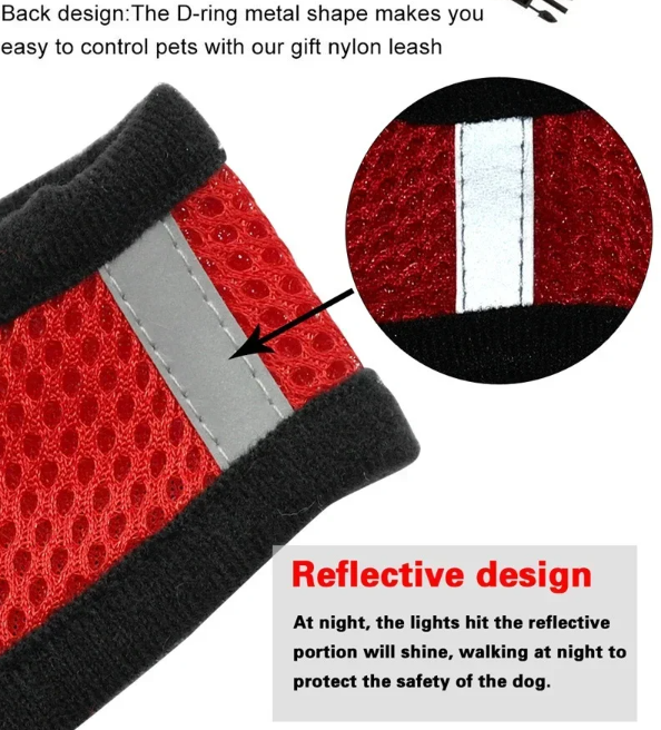 MOGPET Harness Kucing Rompi Vest Breathable Adjustable Cat Dog Harness - RP20 Gambar produk MOGPET Harness Kucing Rompi Vest Breathable Adjustable Cat Dog Harness - RP20