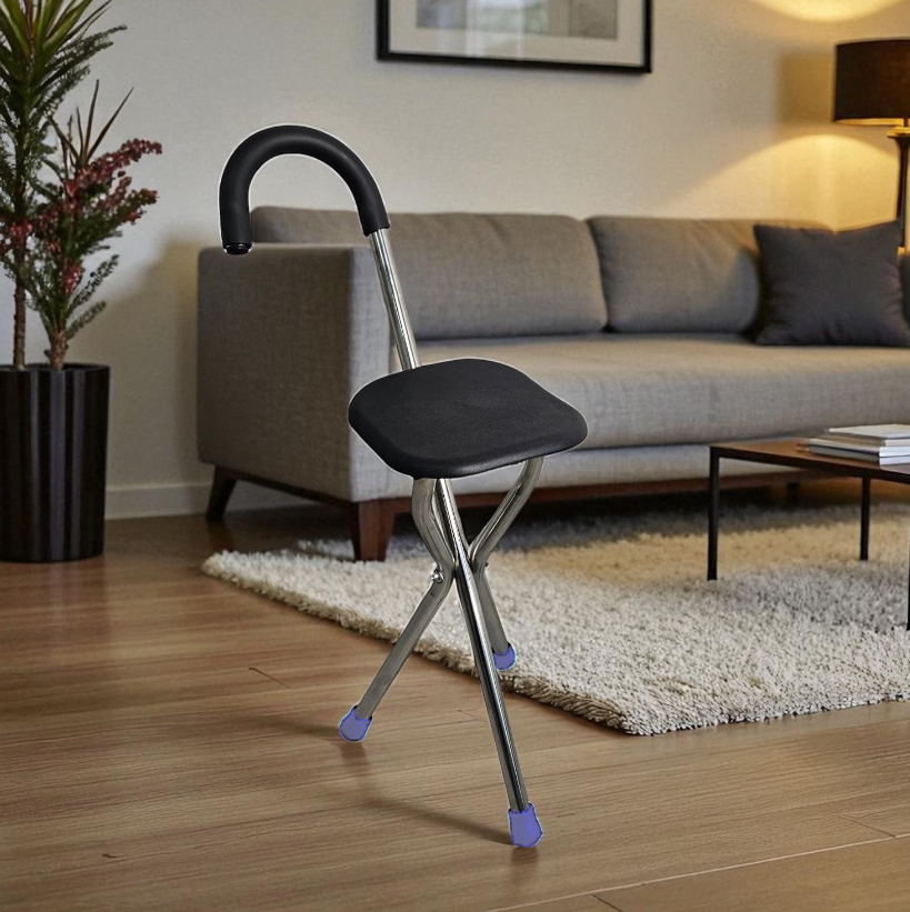 GAIWANZI Tongkat Jalan Kursi Lipat 2in1 Foldable Cane Chair Portable - GZD05 Gambar produk GAIWANZI Tongkat Jalan Kursi Lipat 2in1 Foldable Cane Chair Portable - GZD05