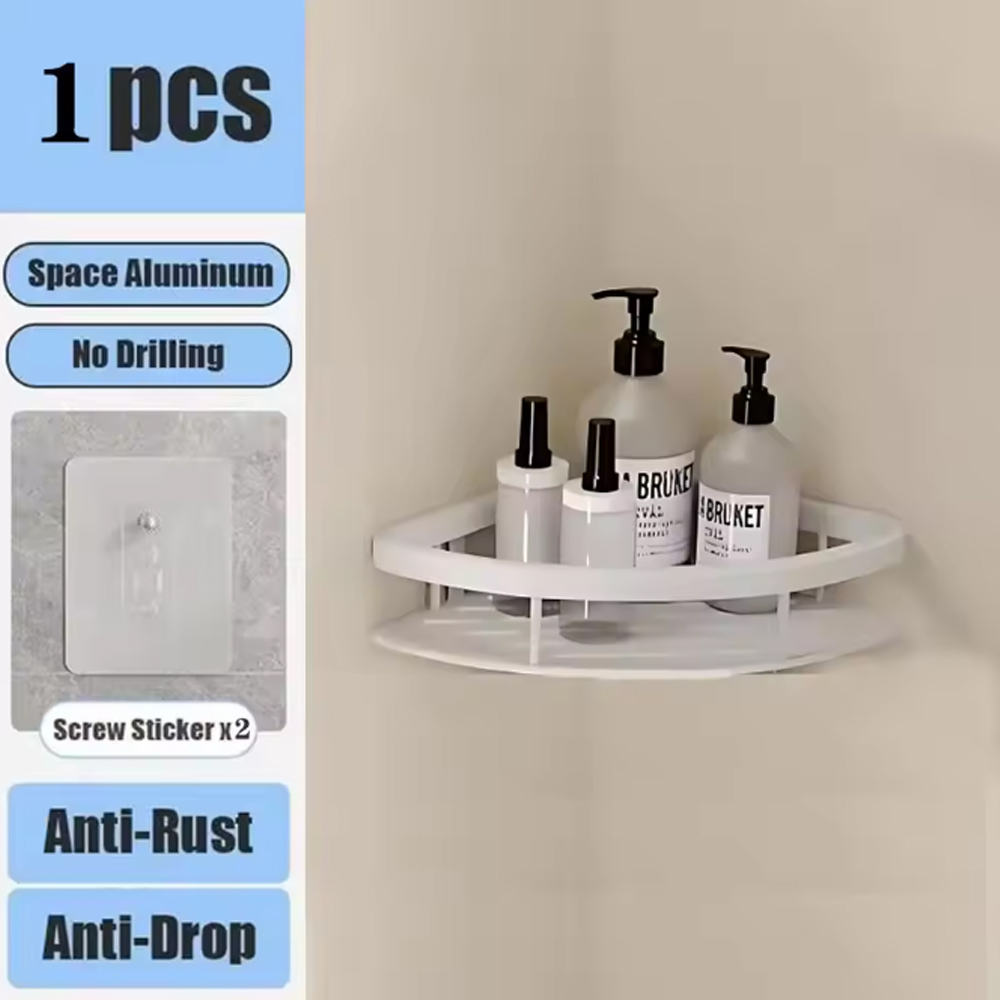 Gambar produk JIATO Rak Kamar Mandi Triangular Bathroom Corner Shelf Aluminium - RG5A