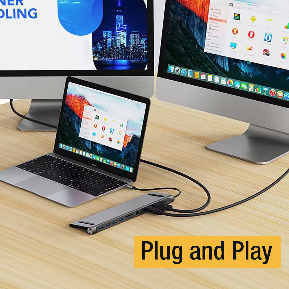 Gambar produk Docktion Hub USB Type C Adaptor HDMI 4K AUX Card Reader 11in1 - BYL-2003