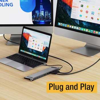 Gambar produk Docktion Hub USB Type C Adaptor HDMI 4K AUX Card Reader 11in1 - BYL-2003