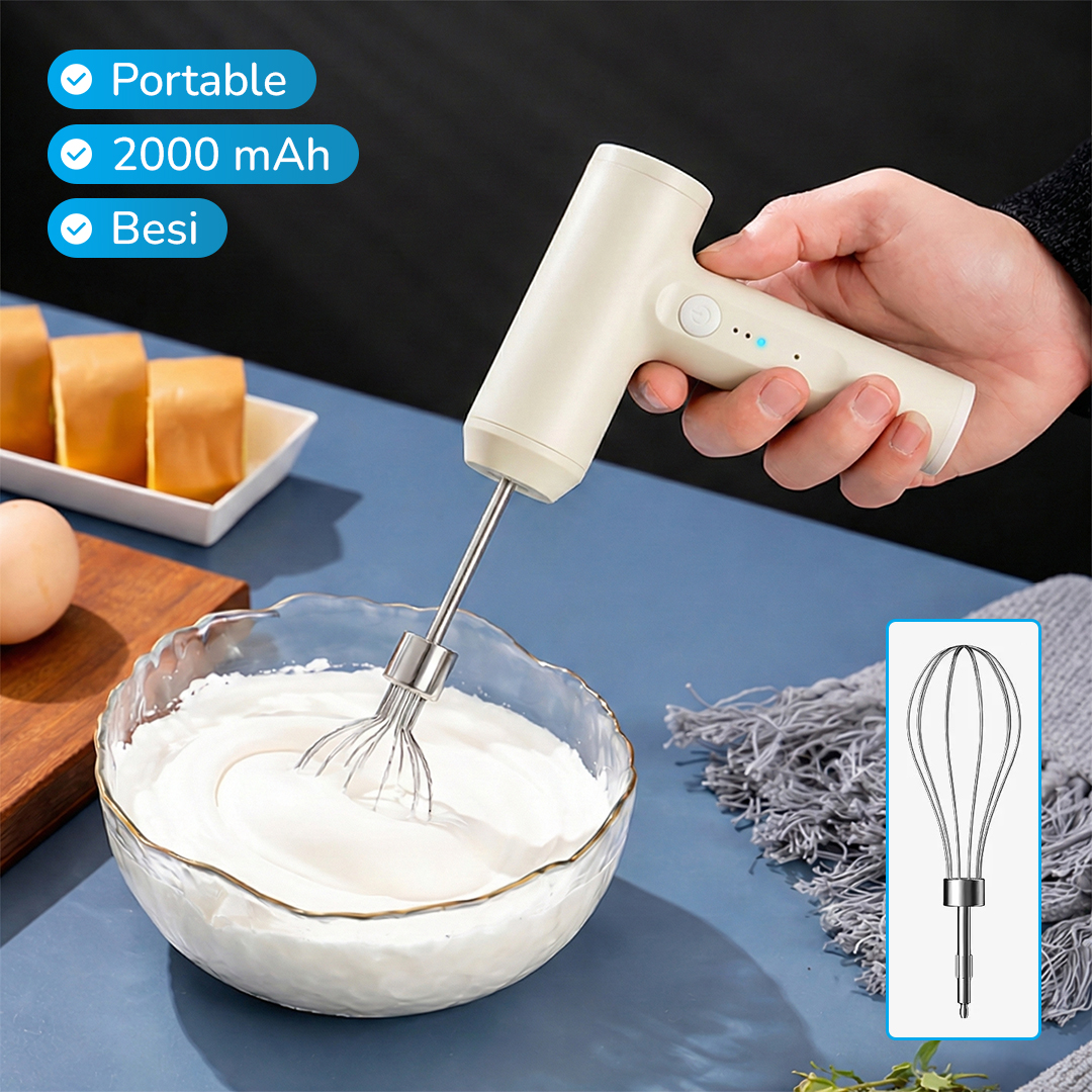 BTH Mixer Tangan Mini Electric Whisk Wireless Multi Function 2000mAh - BTH12 Gambar produk BTH Mixer Tangan Mini Electric Whisk Wireless Multi Function 2000mAh - BTH12
