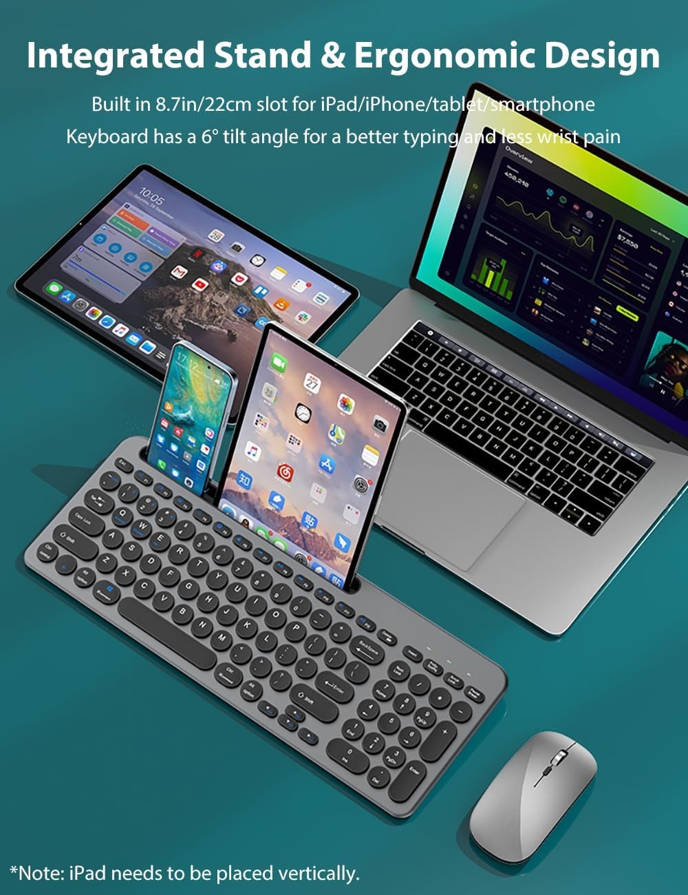 Gambar produk JOMAA Keyboard Dual Wireless Bluetooth 2.4G with Phone Stand Type C - MLD-570