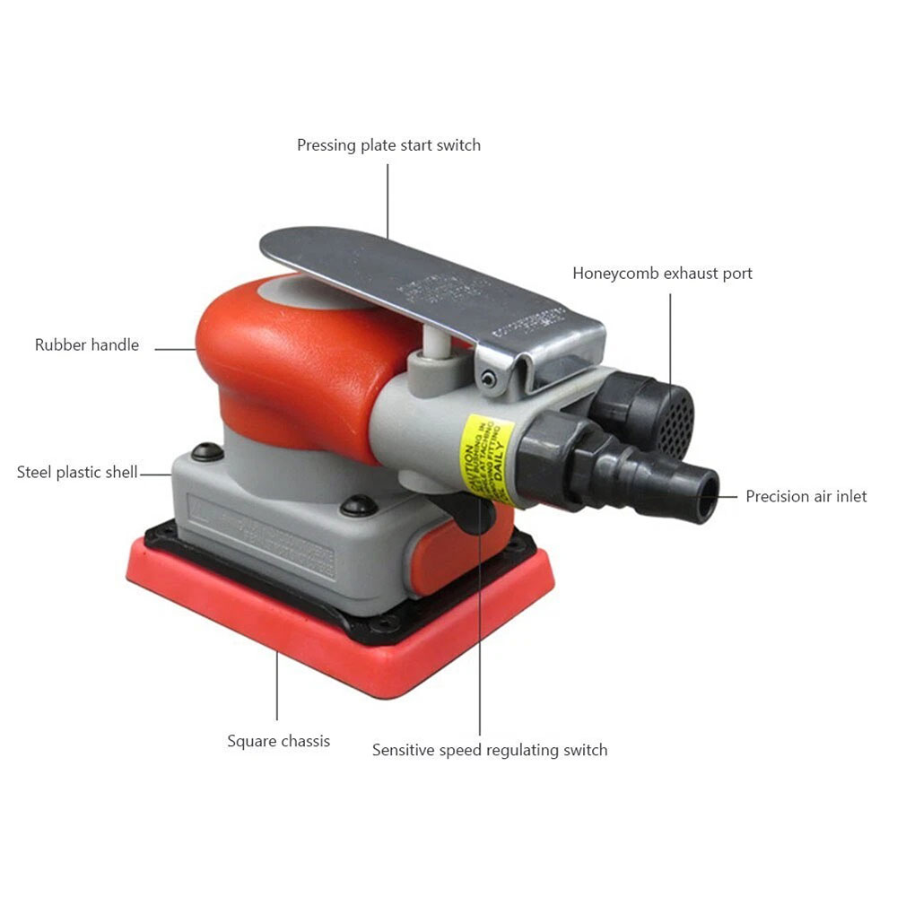 THETWOO Mesin Amplas Angin Air Orbital Sander Pneumatic Square - BG-75100D Gambar produk THETWOO Mesin Amplas Angin Air Orbital Sander Pneumatic Square - BG-75100D
