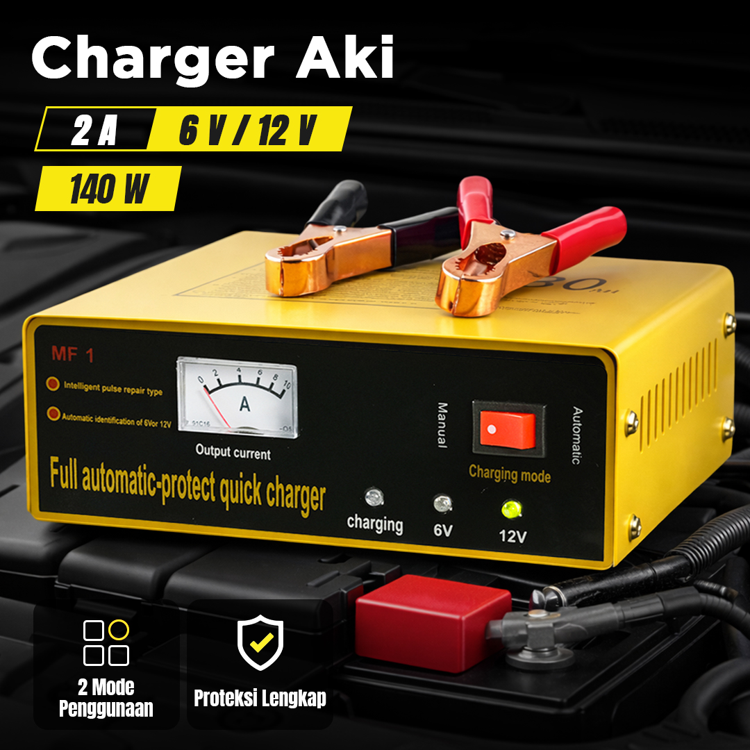 UrbanRoad Charger Aki Mobil Motor Intelligent Battery Charger 6V/12V - MF1 Gambar produk UrbanRoad Charger Aki Mobil Motor Intelligent Battery Charger 6V/12V - MF1
