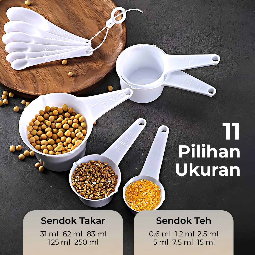 SPSK Sendok Takar Set Plastik Measuring Spoon 11 PCS - SP011 Gambar produk SPSK Sendok Takar Set Plastik Measuring Spoon 11 PCS - SP011