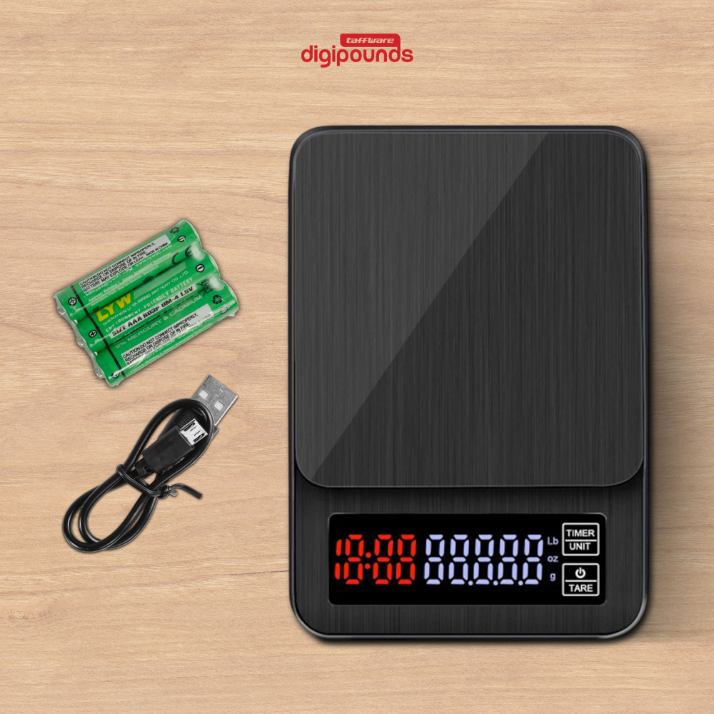 Taffware Digipounds Timbangan Kopi Digital Timer Coffee Scale 3000g-0.1g - TSC3/5/10 Gambar produk Taffware Digipounds Timbangan Kopi Digital Timer Coffee Scale 3000g-0.1g - TSC3/5/10
