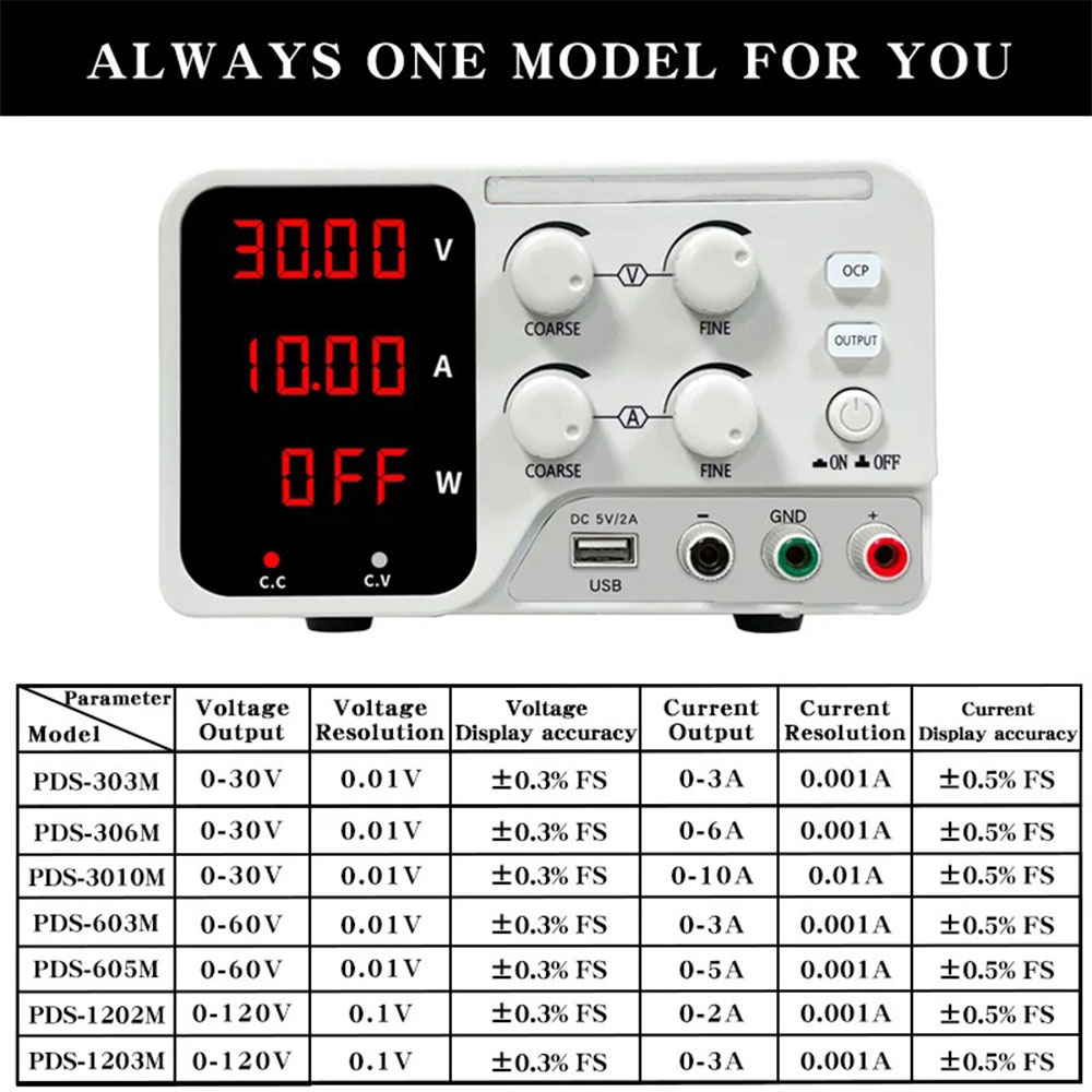 LONG WEI Power Supply Adjustable DC Ammeter Stabilized 120V 3A 360W - PDS-1203M Gambar produk LONG WEI Power Supply Adjustable DC Ammeter Stabilized 120V 3A 360W - PDS-1203M