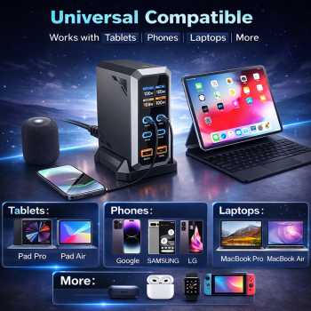 Gambar produk Asometech Charger Station Fast Charging LED Display Type C GaN 240W - YMX-240W