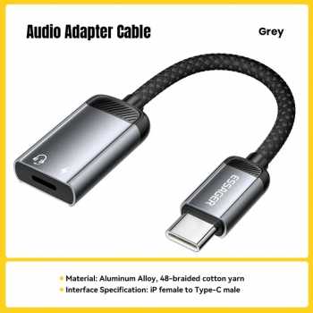 ESSAGER Kabel Adapter Audio OTG Aluminium Alloy Braided 14cm - ES-YP27