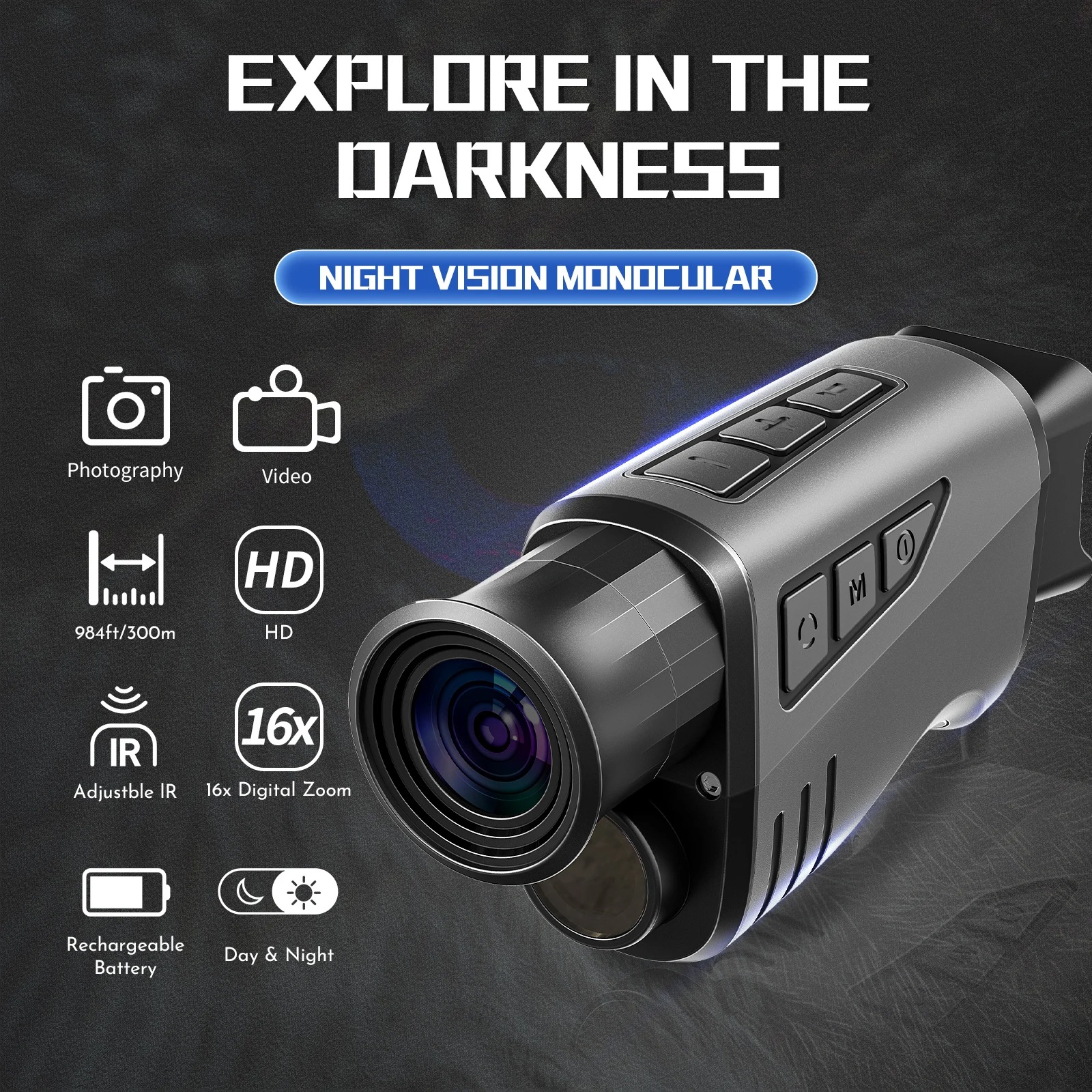 MITHRAS Teropong Monocular Digital Night Vision 16x Zoom 1080P 1500mAh - DNV2000 Gambar produk MITHRAS Teropong Monocular Digital Night Vision 16x Zoom 1080P 1500mAh - DNV2000