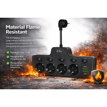 Gambar produk QIAOLIAN Stop Kontak Kabel USB Type C 10A 110-250V 2500W 8cm 3 Lubang - QL-1119U/QL-1118U