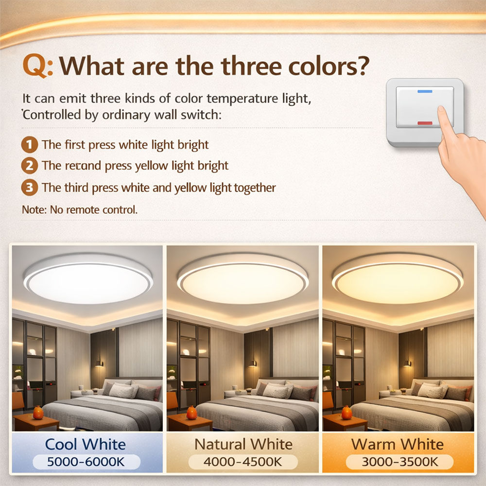 SHUANGZ Lampu Plafon LED Full Spectrum 3 Color 220V 36W 40cm - M70 Gambar produk SHUANGZ Lampu Plafon LED Full Spectrum 3 Color 220V 36W 40cm - M70