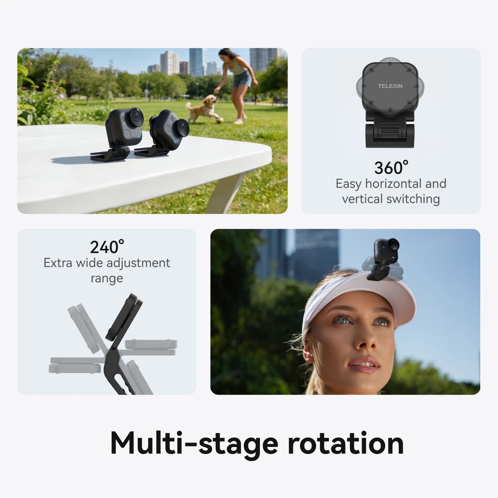 TELESIN Pivot Clip Magnetic Rotatable Mount Go Ultra Adjustable - S3-HMH-05-TIS Gambar produk TELESIN Pivot Clip Magnetic Rotatable Mount Go Ultra Adjustable - S3-HMH-05-TIS