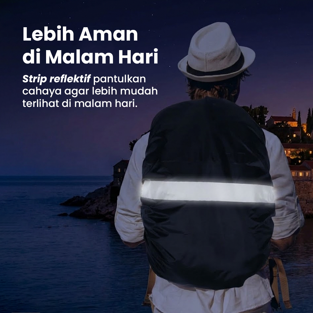 NEWBOLER Rain Cover Bag Waterproof Reflektor Jas Hujan Tas Ransel 25L - NB100 Gambar produk NEWBOLER Rain Cover Bag Waterproof Reflektor Jas Hujan Tas Ransel 25L - NB100