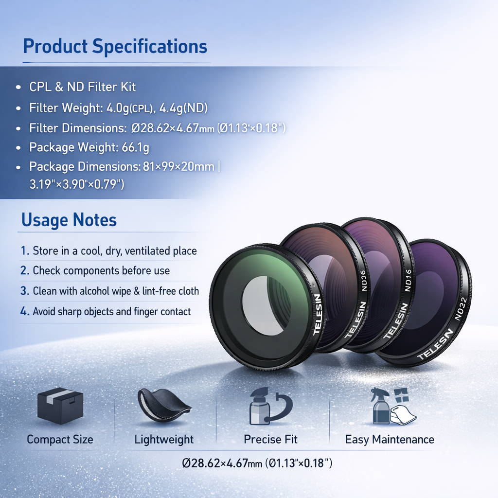 Gambar produk TELESIN Camera Lens Filter DJI Osmo Action CPL ND8 ND16 ND32 Insta360 - S5-FLT-42