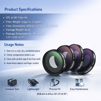 Gambar produk TELESIN Camera Lens Filter DJI Osmo Action CPL ND8 ND16 ND32 Insta360 - S5-FLT-42