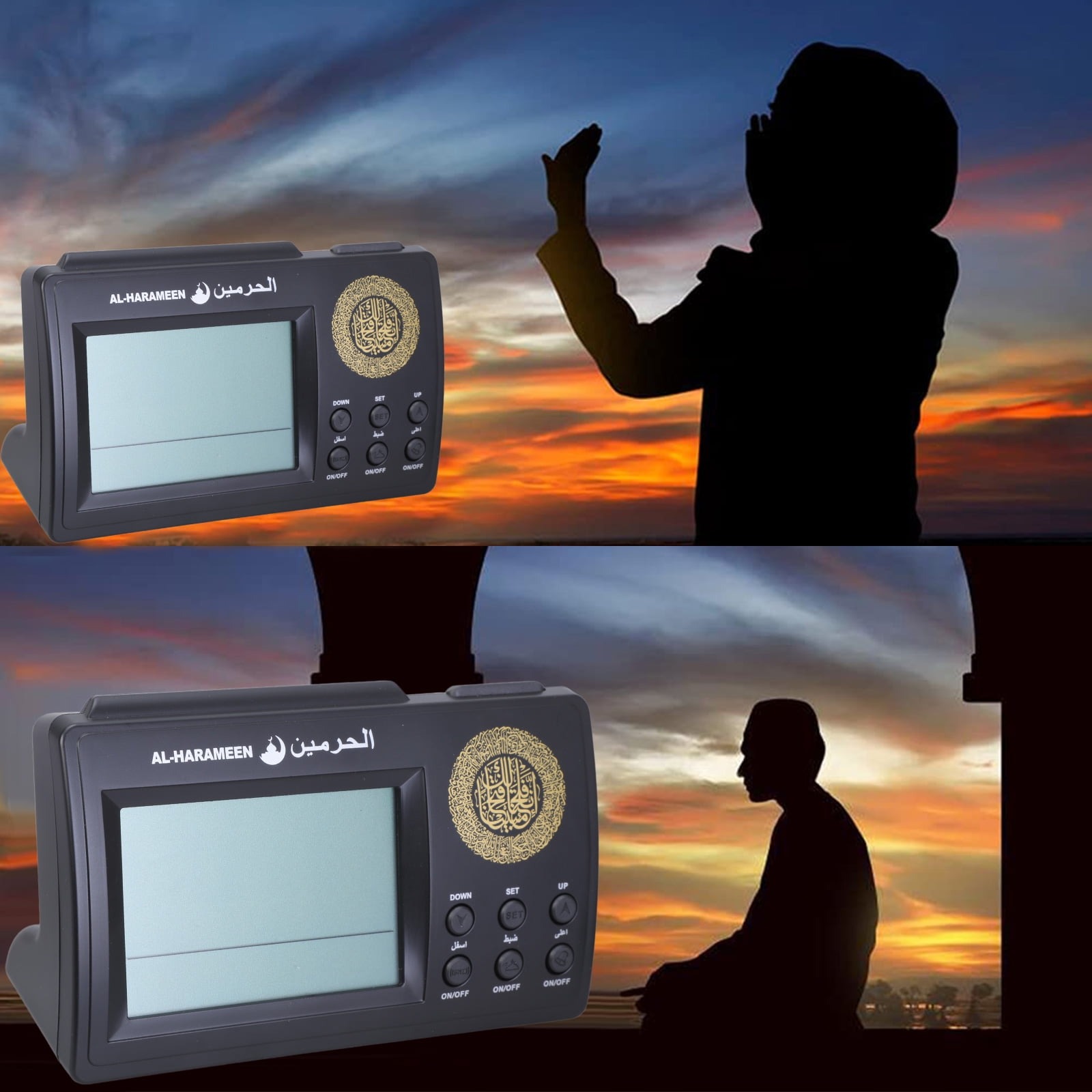 AL-HARAMEEN Jam Meja Digital Alarm Adzan Muslim Prayer Watch Clock - HA-3006 Gambar produk AL-HARAMEEN Jam Meja Digital Alarm Adzan Muslim Prayer Watch Clock - HA-3006