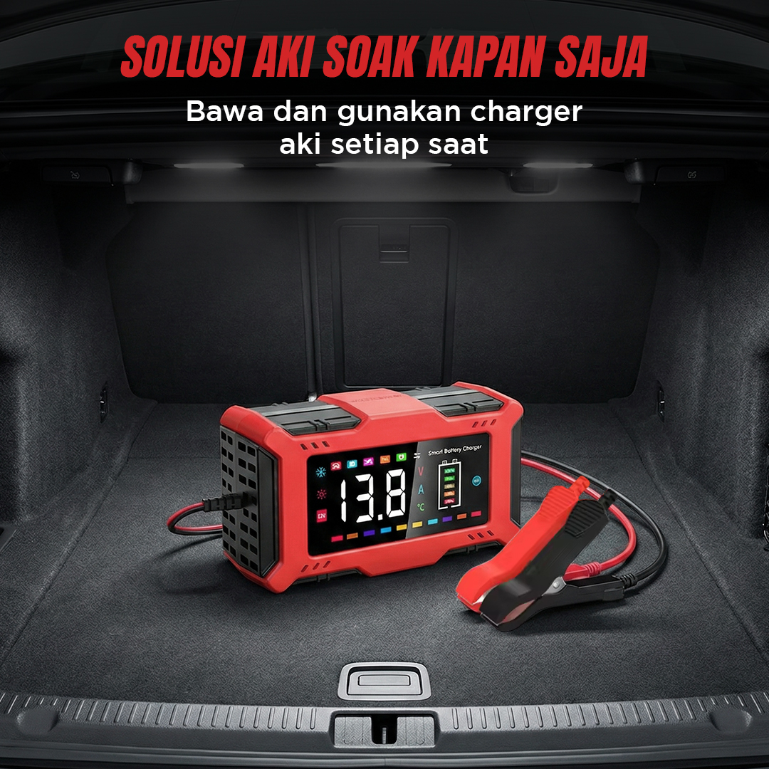 Gambar produk ReUni Charger Aki Mobil Motor Lithium Intelligent 7 Stage Charging - 12V10A