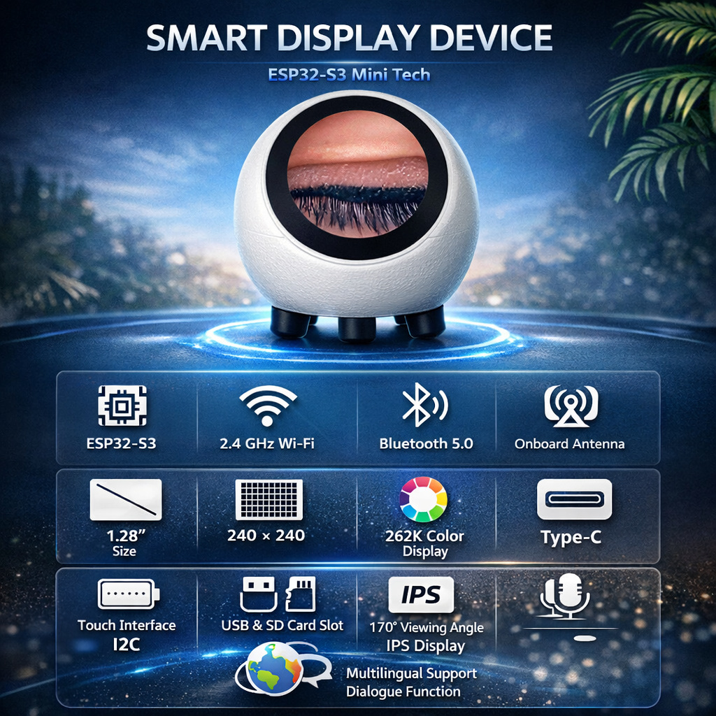 Generic Mini Smart AI Voice Chat Robot ESP32-S3 IPS WiFi 1.28 Inch - G-MSH Gambar produk Generic Mini Smart AI Voice Chat Robot ESP32-S3 IPS WiFi 1.28 Inch - G-MSH