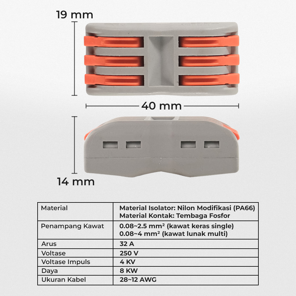 Gambar produk Guillermo Terminal Block Konektor Sambungan Kabel Listrik 1 PCS PCT-223 - GTB6