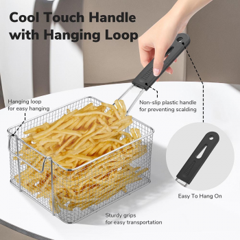 OLOW Keranjang Saringan Deep Fryer Basket French Fries Stainless Steel - OLOW-15
