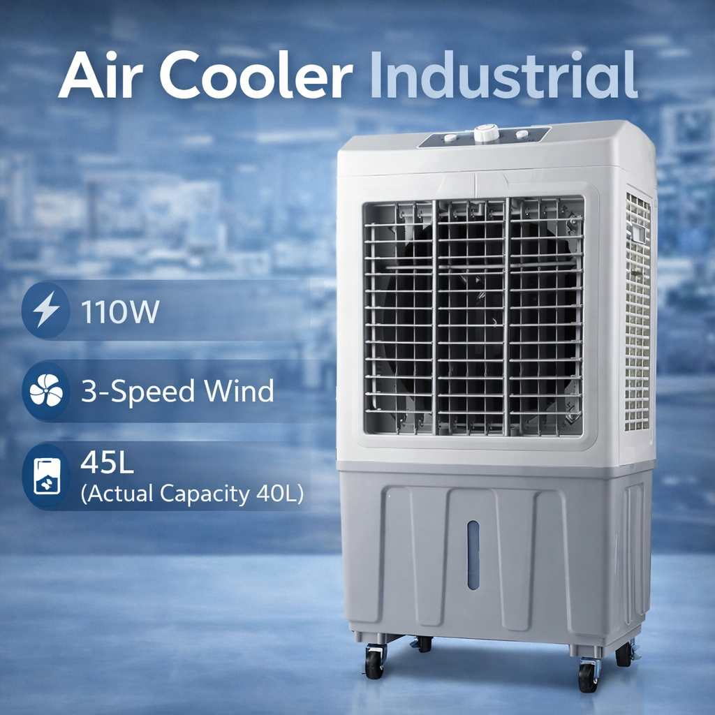 TaffHOME Air Cooler Industrial Evaporative 3 Speed 8.5m/s 110W 45L - YR-50R Gambar produk TaffHOME Air Cooler Industrial Evaporative 3 Speed 8.5m/s 110W 45L - YR-50R