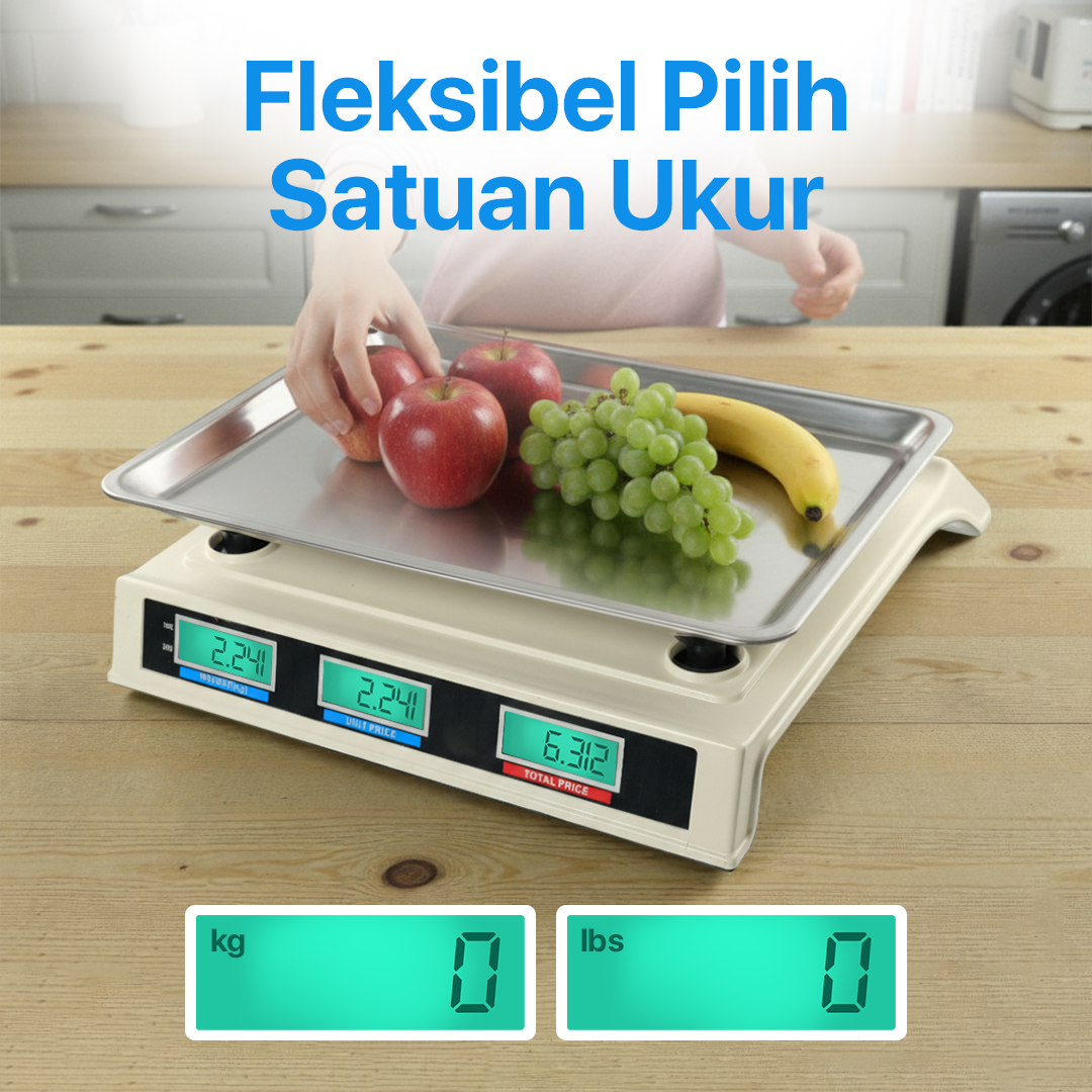 JIAHE Timbangan Buah Harga Digital Scale Pricing Dual LCD Display 40kg - 525 Gambar produk JIAHE Timbangan Buah Harga Digital Scale Pricing Dual LCD Display 40kg - 525