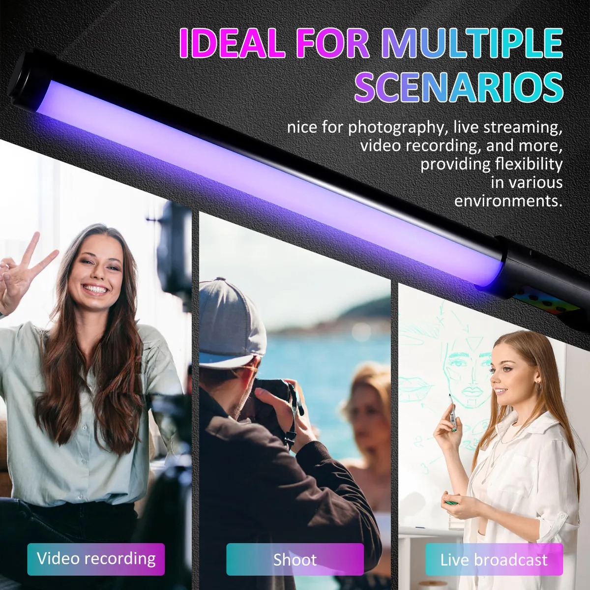 LUXCEO Lampu Fill Light Stick Remote RGBW Portable USB 8W 1800mAh - ST-15 Gambar produk LUXCEO Lampu Fill Light Stick Remote RGBW Portable USB 8W 1800mAh - ST-15