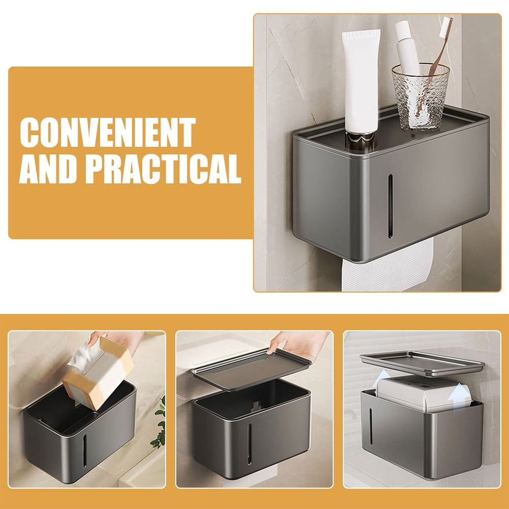 ATORSE Kotak Tisu Kamar Mandi Aluminium Waterproof Hole Free - Y-24 Gambar produk ATORSE Kotak Tisu Kamar Mandi Aluminium Waterproof Hole Free - Y-24