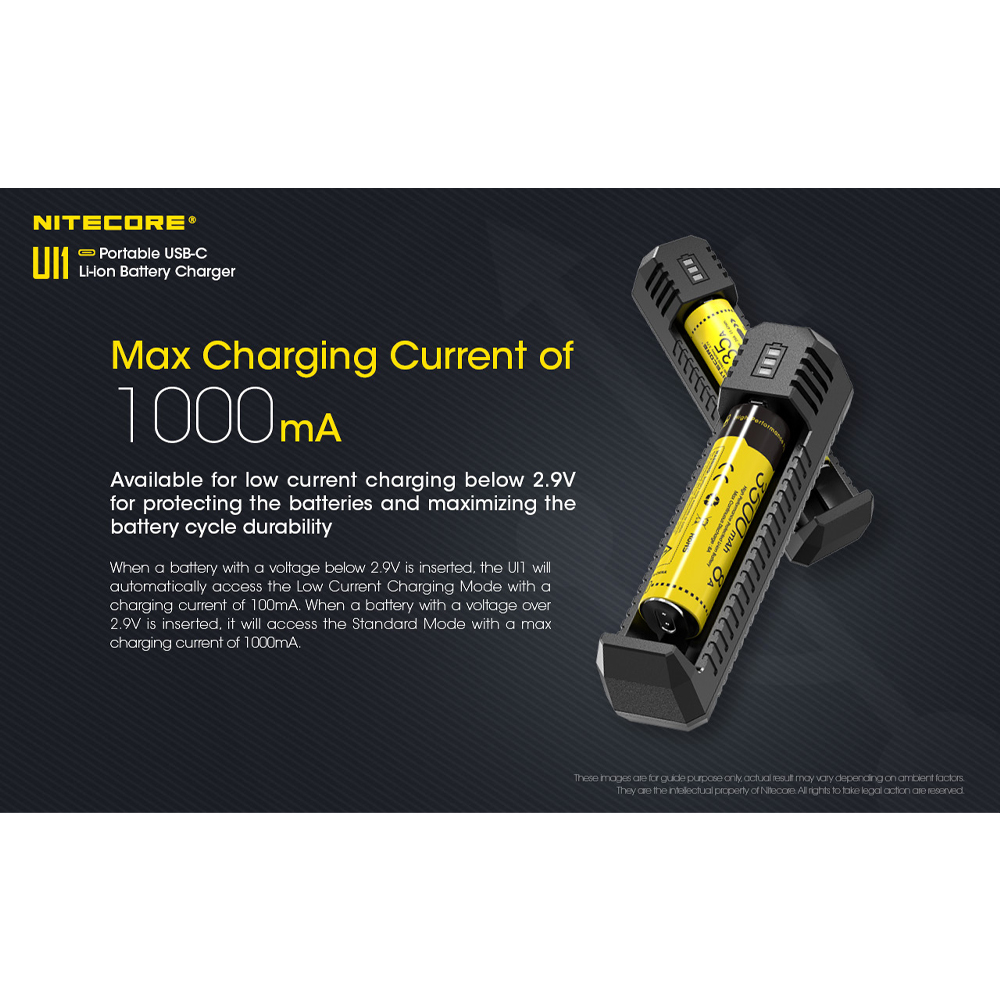 Gambar produk NITECORE Charger Baterai 1 Slot 18650 21700 Li-Ion IMR with LED Light - UI1