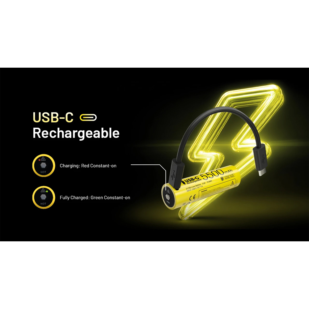 NITECORE Baterai Rechargeable 21700 3.6V 20A 5500mAh 1 PCS - NL2155HPR Gambar produk NITECORE Baterai Rechargeable 21700 3.6V 20A 5500mAh 1 PCS - NL2155HPR