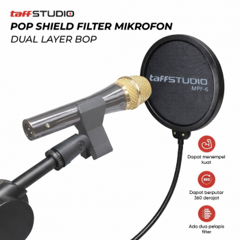 Gambar produk TaffSTUDIO Pop Shield Filter Mikrofon Dual Layer Peredam Noise BOP - MPF-6