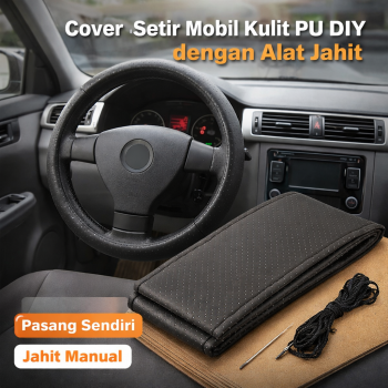 Gambar produk KARLOR Cover Setir Mobil Kulit PU DIY dengan Alat Jahit - RZLX501