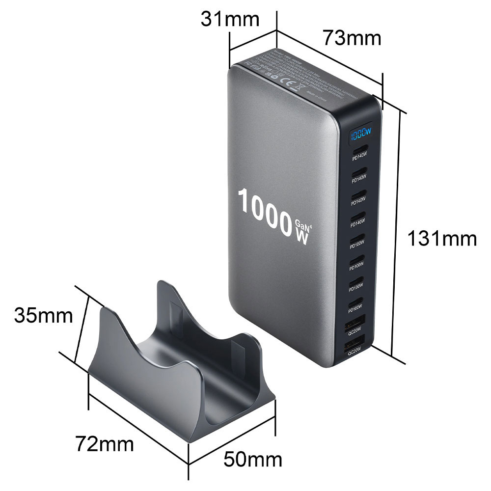 Gambar produk STONEGO Charger Station Fast Charging 10 Port USB Type C GaN3 1000W - YMX-1000W
